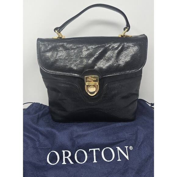 Oroton Handbags - Vintage Oroton Australian Genuine Cowhide Black Leather Purse Satchel Crossbody